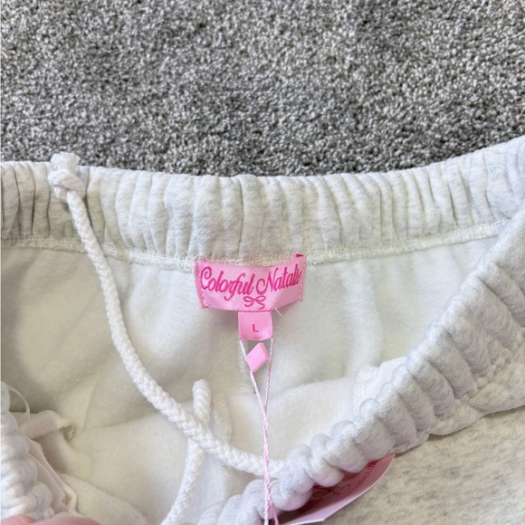 NYC Women's Athletic Shorts in Gray with Pink Embroidery - Picture 2 of 4